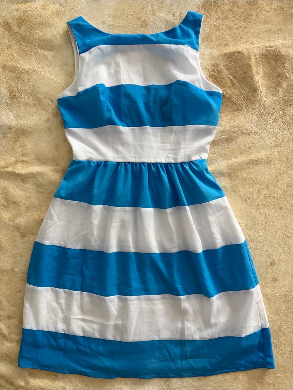 B Darlin White and Bright Blue Sleeveless Dress
